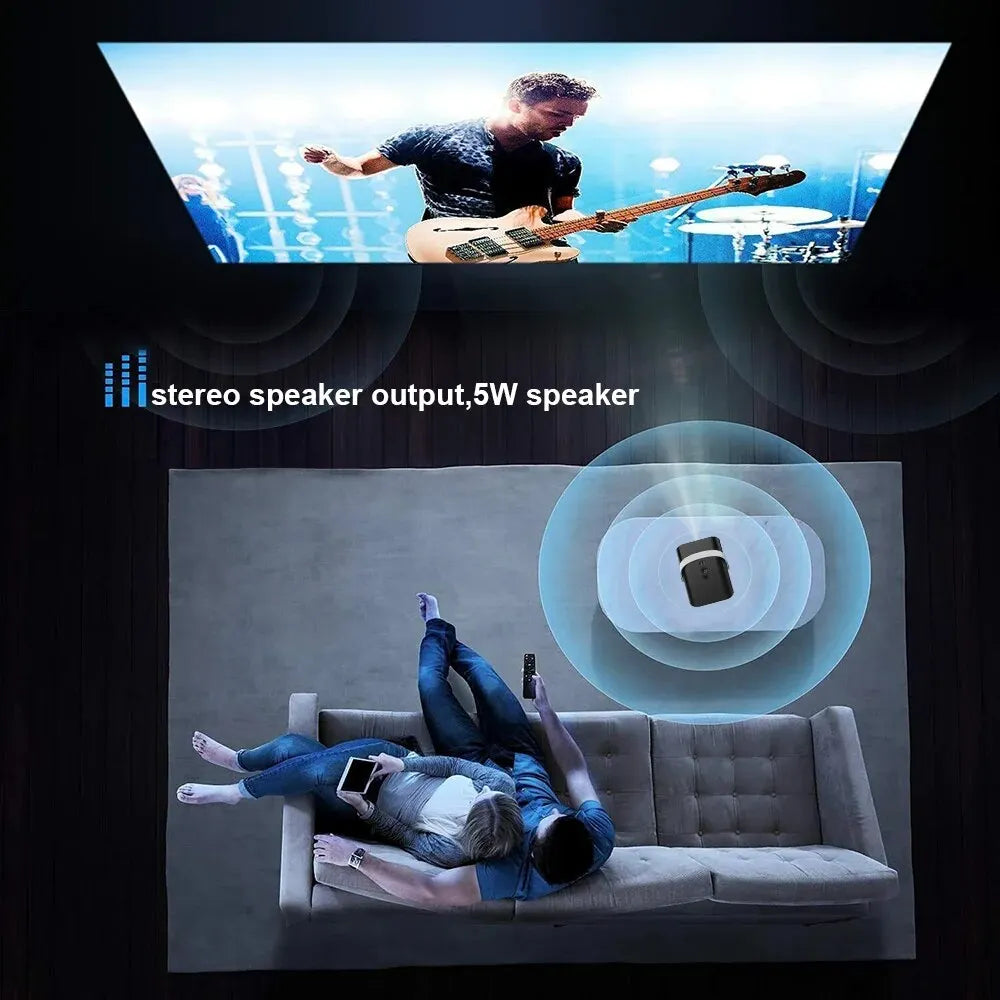 HONGTOP Android Smart Mini  Portable Projector 4K with WIFI Bluetooth 1080P Home Movie Theater Beamer