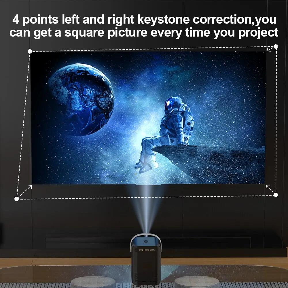 HONGTOP Android Smart Mini  Portable Projector 4K with WIFI Bluetooth 1080P Home Movie Theater Beamer